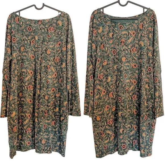Peruvian Connection Orla Floral Long Sleeve Tunic Dress