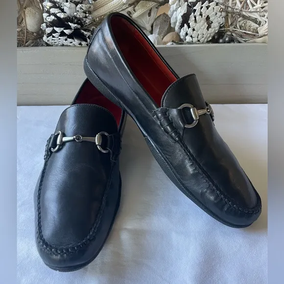 PETER MILLAR Slip On Horse bit Buckle Leather Shoes Size 9W