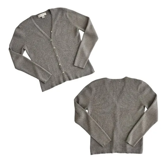 Petite Sophisticate Ribbed Cardigan &amp; Top Set | EUC | SP | Gray