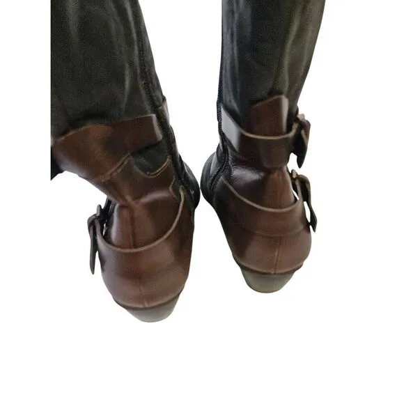 Pikolinos black and brown side zip leather boots. Size 40(9).