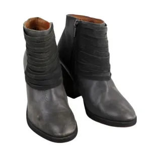 Pikolinos GRAY GENUINE LEATHER MID HEEL ROUND TOE ZIP SIDE ANKLE BOOTS Size 36