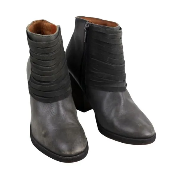 Pikolinos GRAY GENUINE LEATHER MID HEEL ROUND TOE ZIP SIDE ANKLE BOOTS Size 36