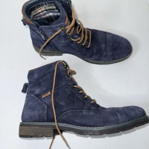 Pikolinos Men’s York Cap Toe Boots Blue Suede Leather Size 43