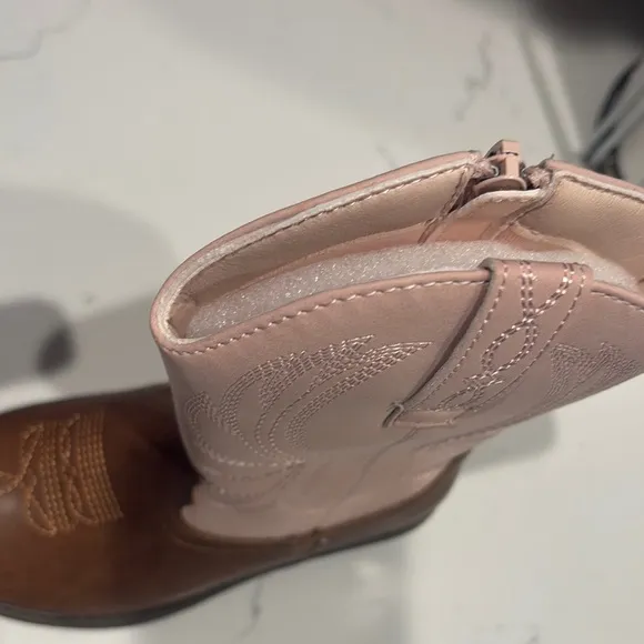 Pink and Brown Kids' Cowboy Boots. Size 12. New.