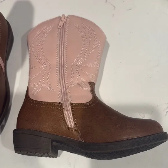 Pink and Brown Kids' Cowboy Boots. Size 12. New.