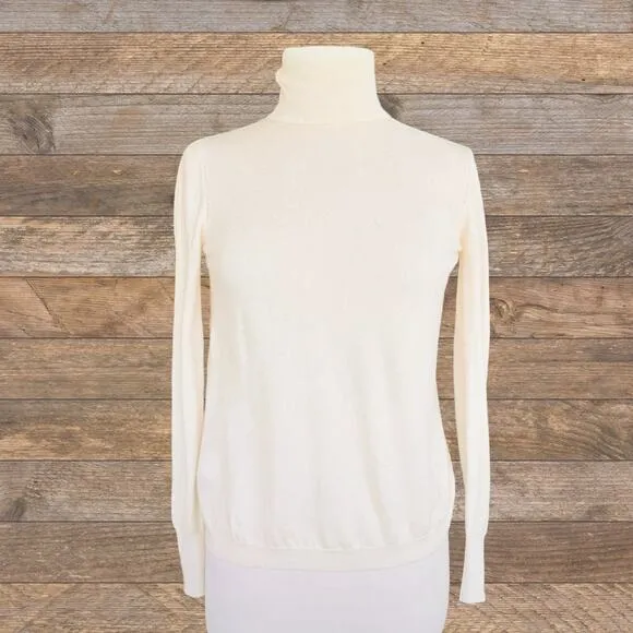 PINKO Erteria Turtleneck Sweater in Ivory Size XS Split Back Polo Neck