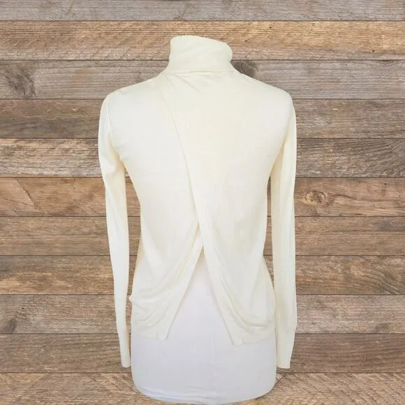 PINKO Erteria Turtleneck Sweater in Ivory Size XS Split Back Polo Neck