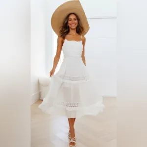 PLACE OF DREAMS MIDI DRESS WHITE