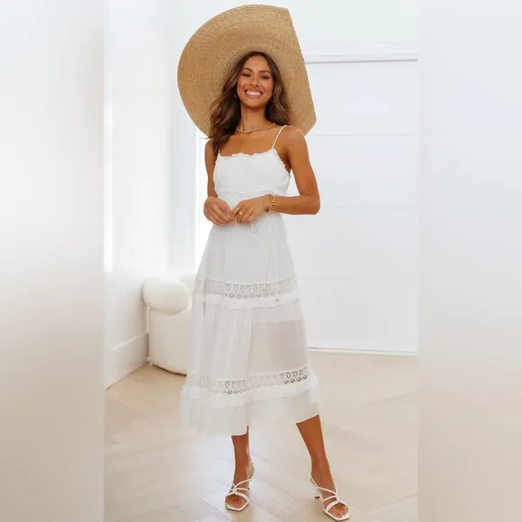 PLACE OF DREAMS MIDI DRESS WHITE