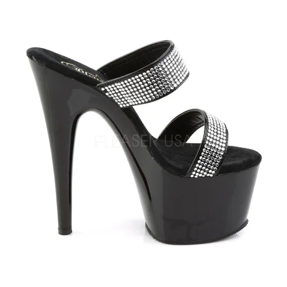 Platform Rhinestone Slide On High Heel Shoes