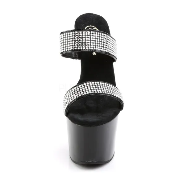 Platform Rhinestone Slide On High Heel Shoes