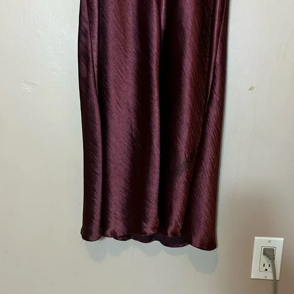 Plum Slip Midi Dress with Long Sleeves Size 14