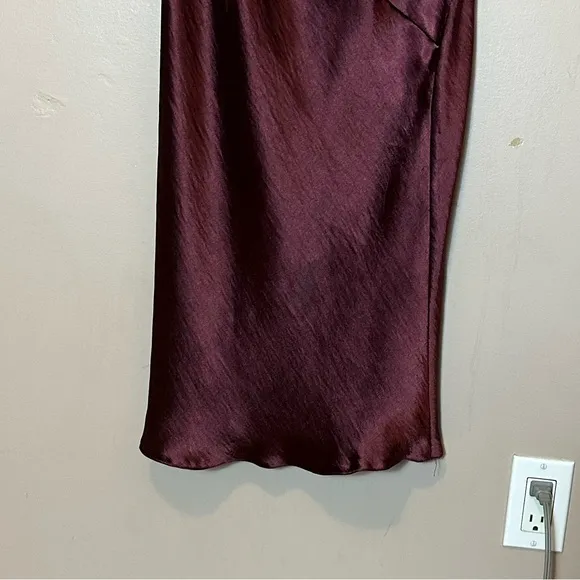 Plum Slip Midi Dress with Long Sleeves Size 14