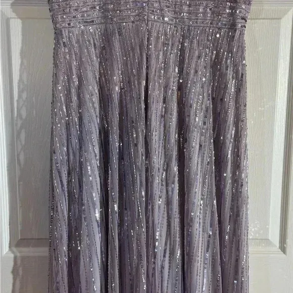 Plunging Neckline Bell Sleeve Sequin Embellished A-line Dress by Mac Duggal