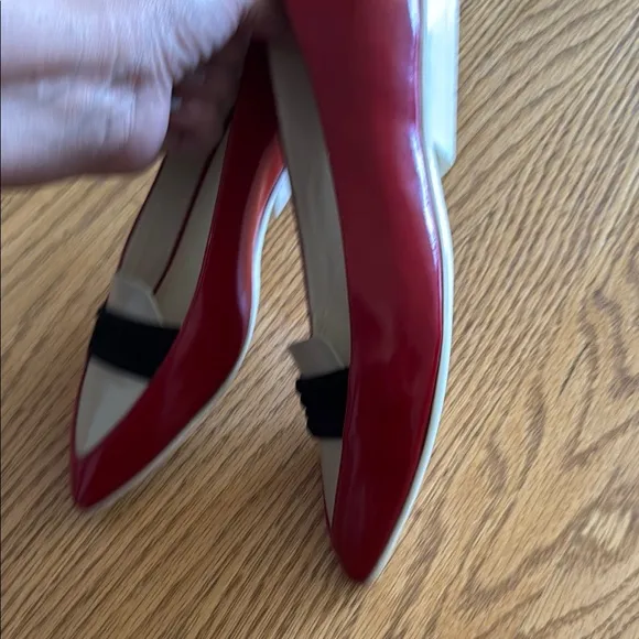 Pollini Red and Black Flats with Modern Color-Blocking