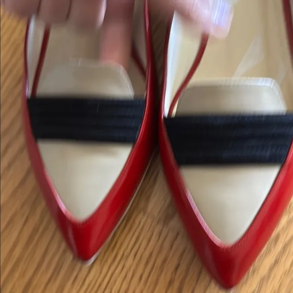 Pollini Red and Black Flats with Modern Color-Blocking