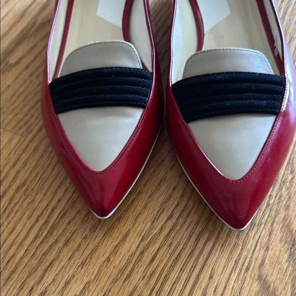 Pollini Red and Black Flats with Modern Color-Blocking