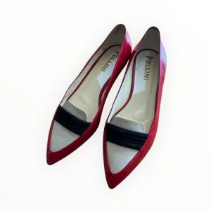 Pollini Red and Black Flats with Modern Color-Blocking