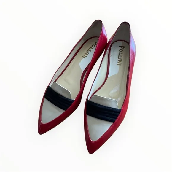 Pollini Red and Black Flats with Modern Color-Blocking