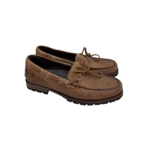 Polo Ralph Lauren Alm Brown Leather Slip On Boat Deck Loafers Shoes Mens 8.5 D