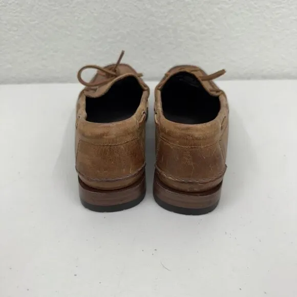 Polo Ralph Lauren Alm Brown Leather Slip On Boat Deck Loafers Shoes Mens 8.5 D