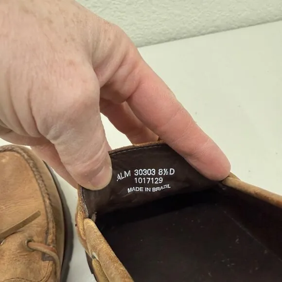 Polo Ralph Lauren Alm Brown Leather Slip On Boat Deck Loafers Shoes Mens 8.5 D