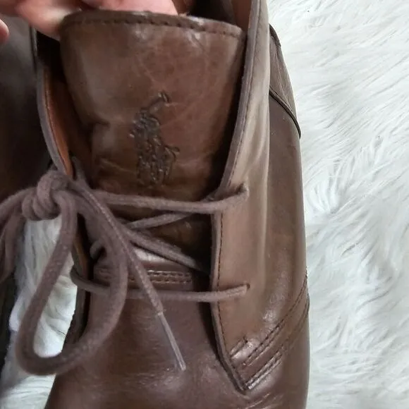 Polo Ralph Lauren Marlow BO CSL Chukka Boots Oiled Leather Brown Men's Size 10.5