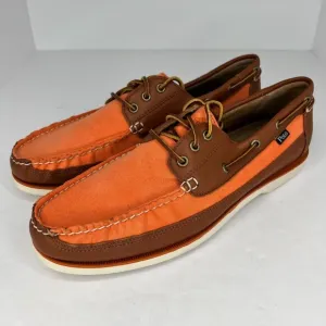 Polo Ralph Lauren Mens Bienne Canoe Orange Leather Slip On Size 13 D Boat Shoes