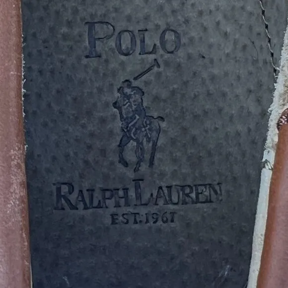 Polo Ralph Lauren Mens Bienne Canoe Orange Leather Slip On Size 13 D Boat Shoes