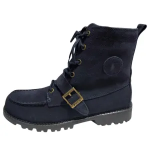 Polo Ralph Lauren Navy Blue Suede Leather Lace Up Combat Boots Mens Size 7