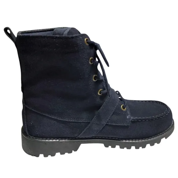 Polo Ralph Lauren Navy Blue Suede Leather Lace Up Combat Boots Mens Size 7