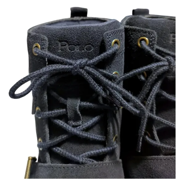 Polo Ralph Lauren Navy Blue Suede Leather Lace Up Combat Boots Mens Size 7