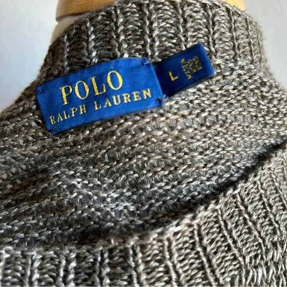 Polo Ralph Lauren open knit olive 100% linen sweater large