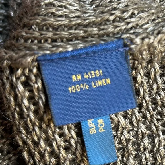Polo Ralph Lauren open knit olive 100% linen sweater large