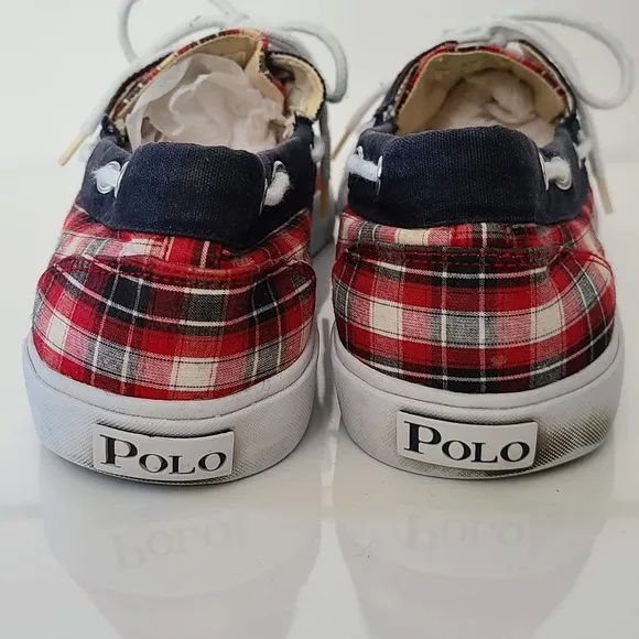 POLO RALPH LAUREN Red Plaid Top Sider Boat Shoe Sneaker 816096197 Men's Size 13D