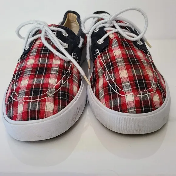 POLO RALPH LAUREN Red Plaid Top Sider Boat Shoe Sneaker 816096197 Men's Size 13D