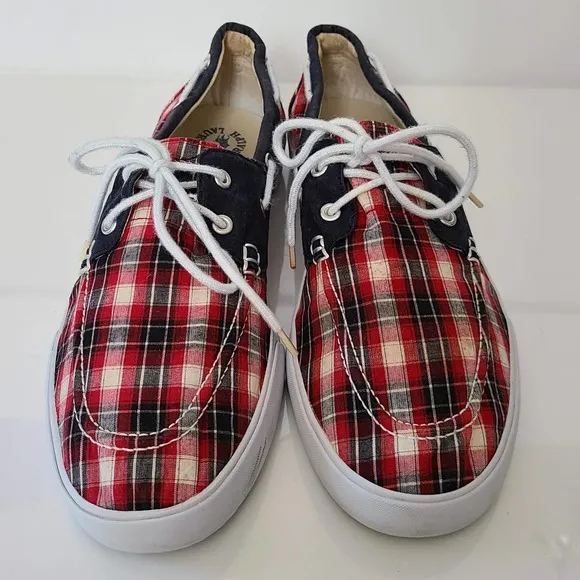 POLO RALPH LAUREN Red Plaid Top Sider Boat Shoe Sneaker 816096197 Men's Size 13D