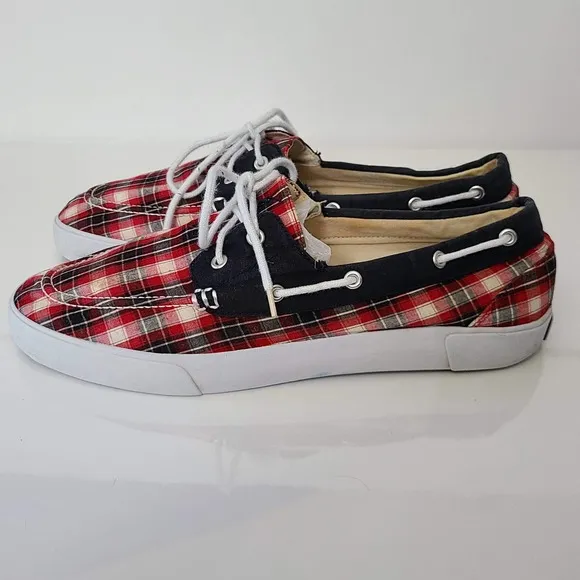 POLO RALPH LAUREN Red Plaid Top Sider Boat Shoe Sneaker 816096197 Men's Size 13D