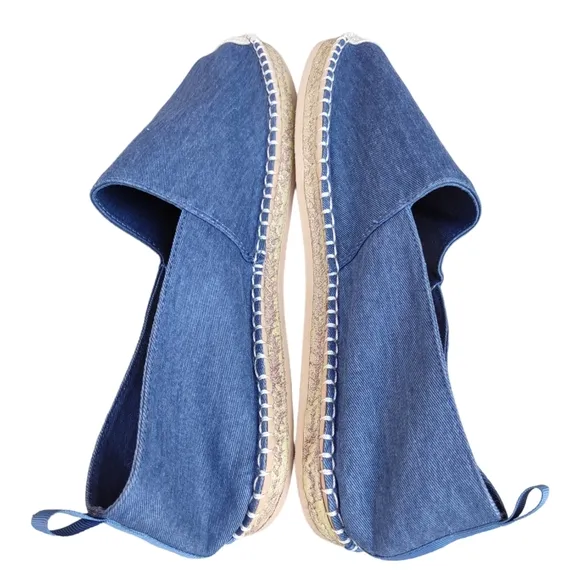 Polo Ralph Lauren Size 11D Barron Blue Denim Jean Espadrille Flat Slip On Shoes