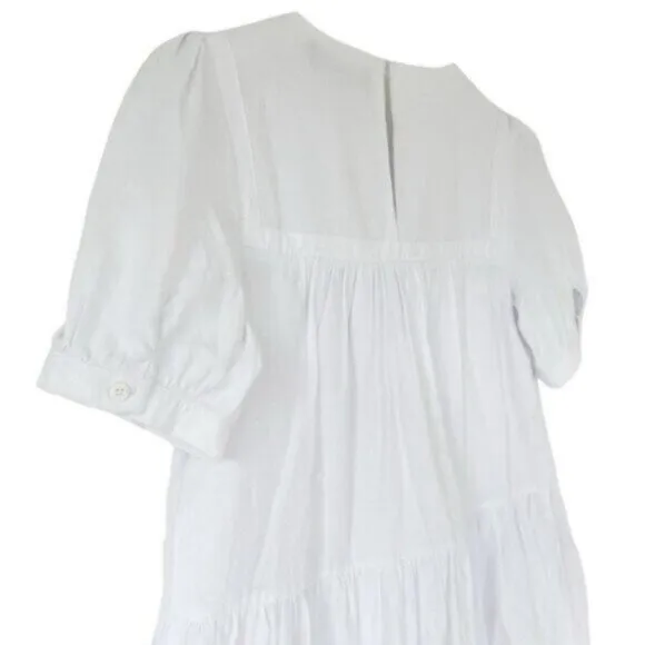 Pomander Place Quinn Tiered Relaxed Fit White Mini Dress Size XS