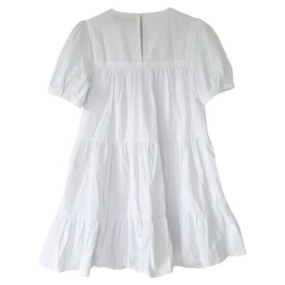 Pomander Place Quinn Tiered Relaxed Fit White Mini Dress Size XS
