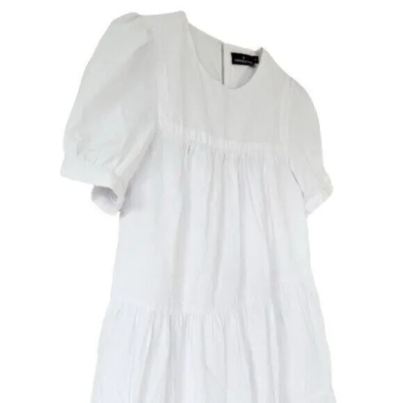 Pomander Place Quinn Tiered Relaxed Fit White Mini Dress Size XS