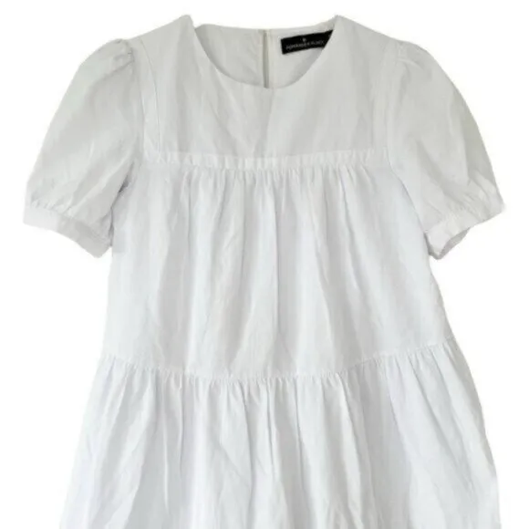 Pomander Place Quinn Tiered Relaxed Fit White Mini Dress Size XS