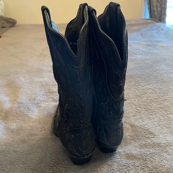 Poppy J. B. Dillon Womens Leather Sequin Southwestern Western Boots