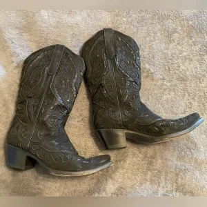 Poppy J. B. Dillon Womens Leather Sequin Southwestern Western Boots
