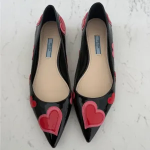 Prada Black and Pink Pointed-Toe Flats size 38