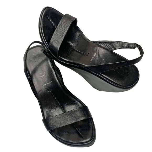 PRADA Calzature Donna Nappa‎ Leather Slingback Comma Wedge Sandals