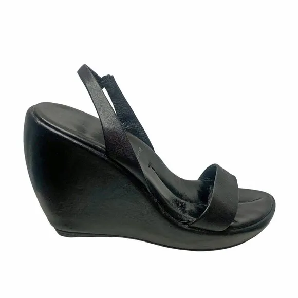 PRADA Calzature Donna Nappa‎ Leather Slingback Comma Wedge Sandals