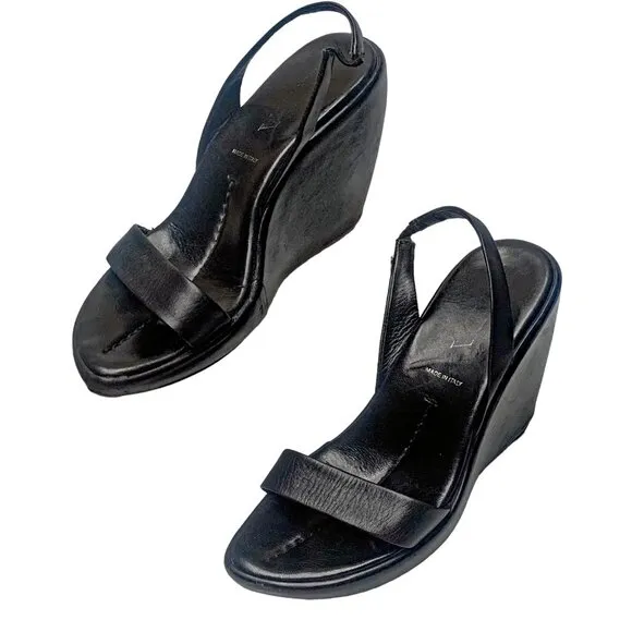 PRADA Calzature Donna Nappa‎ Leather Slingback Comma Wedge Sandals