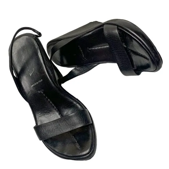 PRADA Calzature Donna Nappa‎ Leather Slingback Comma Wedge Sandals